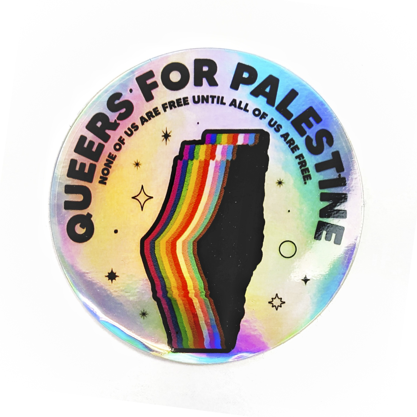 Queers for Palestine Rainbow Border Sticker